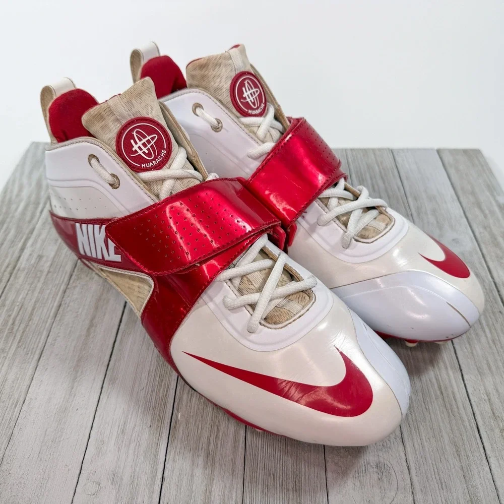 Nike Huarache 3 Lacrosse Cleats - White‎ Red - Style 469730-160 - Men's Size 13